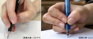 中指を鉛筆の上に載せる間違った持ち方