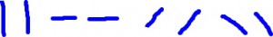 縦線、横線、右肩あがりの線、左肩あがりの線