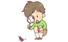 虫に好奇心を持つ子供