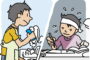 お手伝いと勉強に頑張る子供